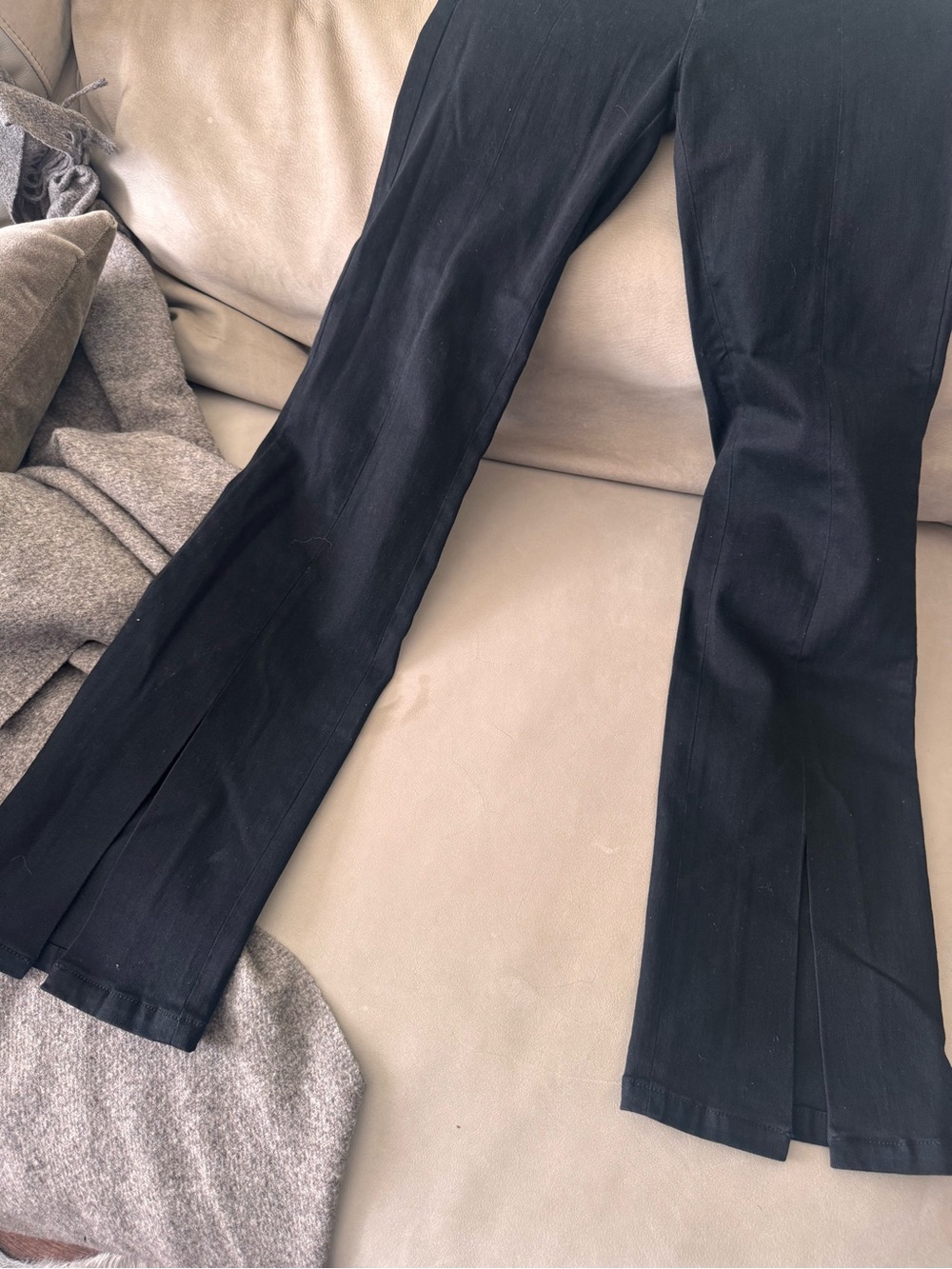 Sale‼️Chanel Black Denim boot cut slit waist 38